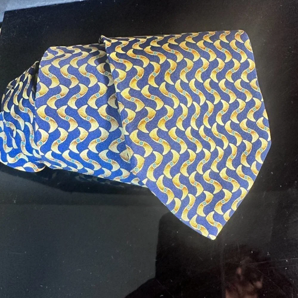 Gucci Silk Tie Psychedelic Blue Mid Century Modernist Retro Mens Mans Neckwear